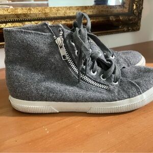 Superga Women’s Gray High-Top Sneakers with Side Zipper